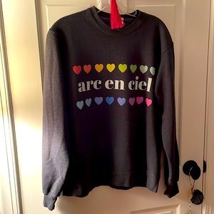 SUPER CUTE! French rainbow, heart oversize slouchy, unisex sweatshirt M/L 🌈